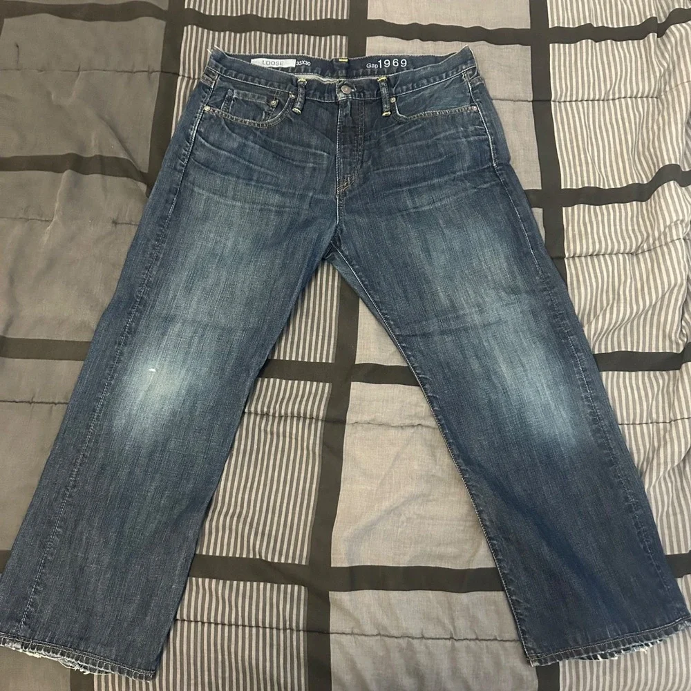 Gap 1969 Mens Loose Fit Dark Wash Denim Jeans 33x30